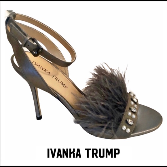 Ivanka Trump Shoes - IVANKA TRUMP SUEDE/JEWELED OSTRICH FEATHER HEELS